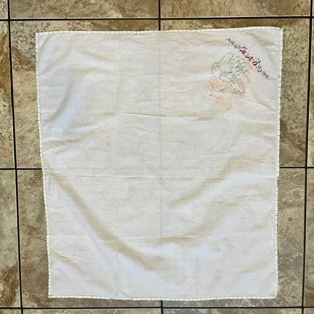 Vintage Embroidered Cat Day Towels Set Monday Wednesday Kitchen Linen 33x29.5